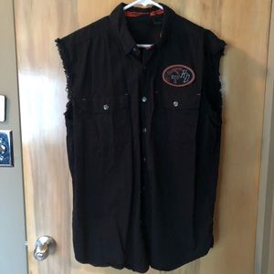 Harley-Davidson Black CutOff Snap Button Shirt SzL